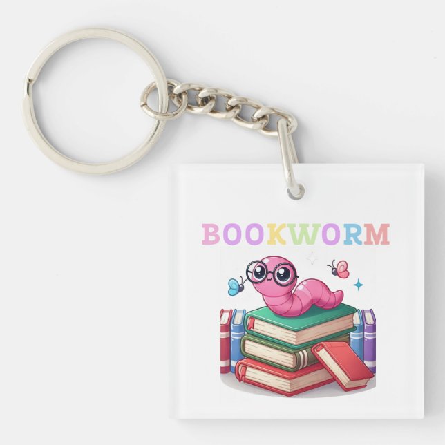 Bookworm Bliss  Keychain (Front)