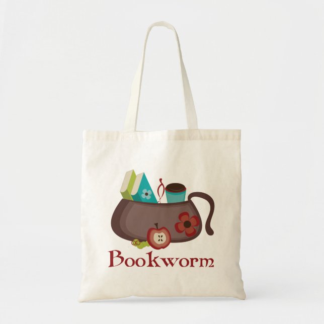 Bookworm Book Lover Tote Bag (Front)