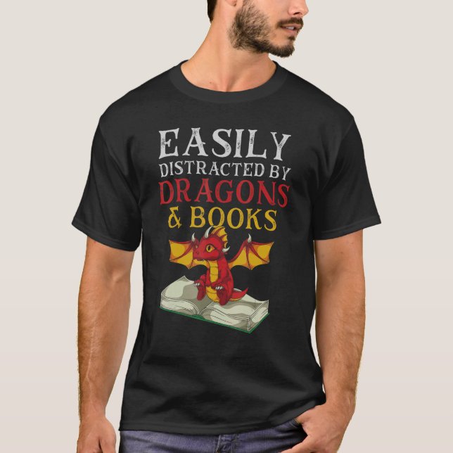 Bookworm Book Reading Fantasy Creature  Book Drago T-Shirt (Front)