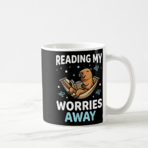 Bookworm capybara book - reading men women kids - coffee mug