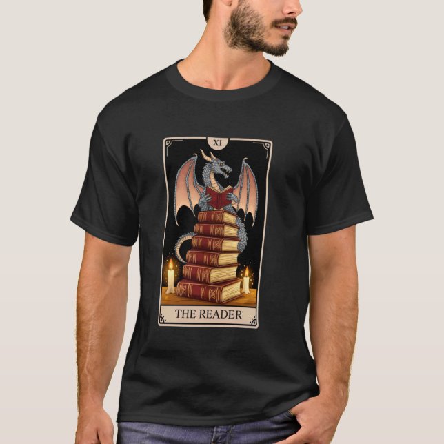 Bookworm Dragons Reading Book Lover The Reader Tar T-Shirt (Front)