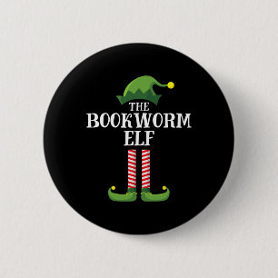 Bookworm Elf Matching Family Group Christmas Party 2 Inch Round Button