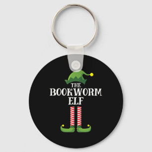 Bookworm Elf Matching Family Group Christmas Party Keychain