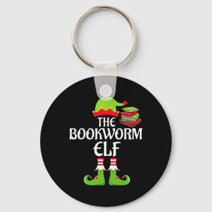 Bookworm Elf Matching Family Group Christmas Party Keychain