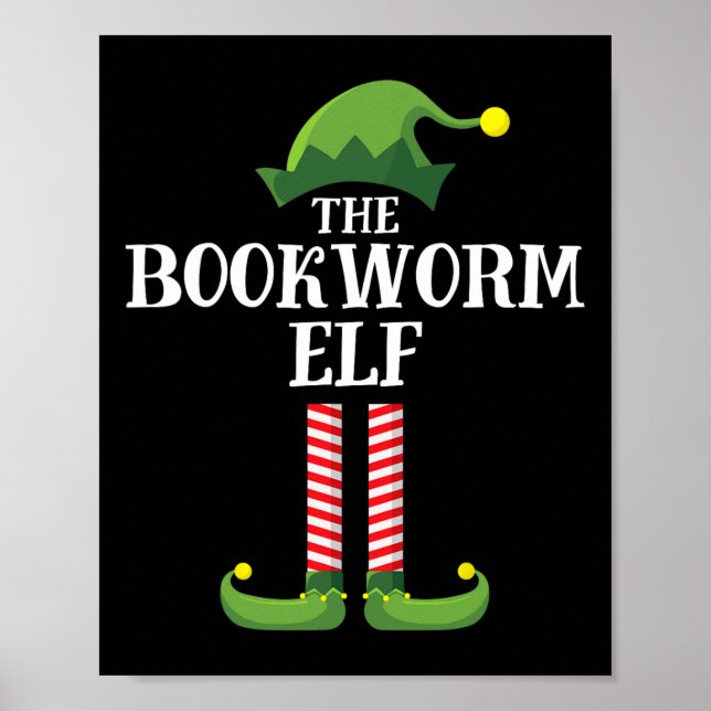 Bookworm Elf Matching Family Group Christmas Party Poster (Front)