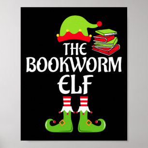 Bookworm Elf Matching Family Group Christmas Party Poster