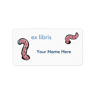 bookworm exlibris customizable label