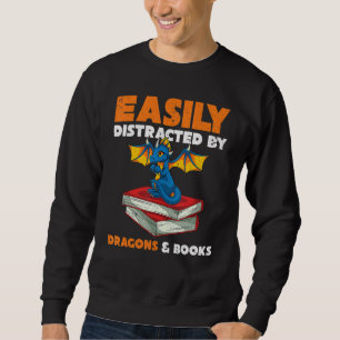 Bookworm Fantasy Animal Reading Retro Book Dragon Sweatshirt