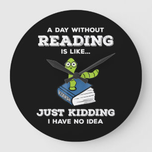 bookworm  funny book reading  literature gift large clock