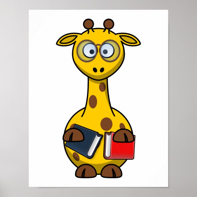 Bookworm Giraffe Art Poster (Front)
