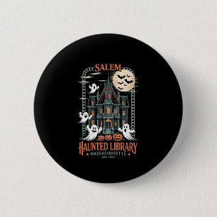 Bookworm Halloween Shirt Haunted Library 2 Inch Round Button