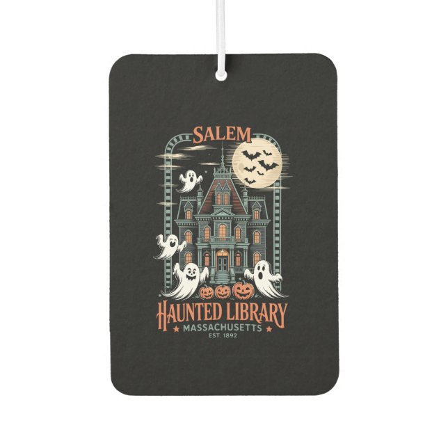 Bookworm Halloween Shirt Haunted Library Air Freshener (Front)
