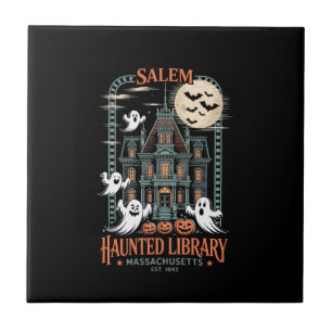 Bookworm Halloween Shirt Haunted Library Tile