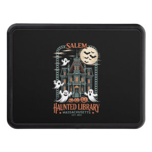 Bookworm Halloween Shirt Haunted Library Trailer Hitch Cover