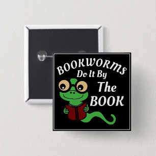 Bookworm Humour 2 Inch Square Button