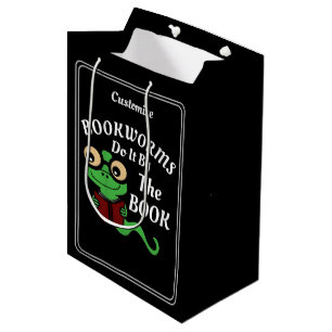 Bookworm Humour Black Custom Medium Gift Bag