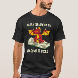 Bookworm Librarian Reading Fantasy Animal Book Dra T-Shirt