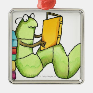 Bookworm Metal Ornament