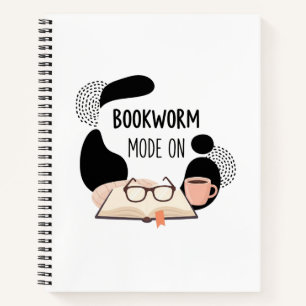 Bookworm Mode On – Cozy Reading Lover Typography D Notebook