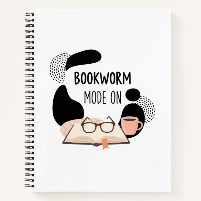 Bookworm Mode On – Cozy Reading Lover Typography D Notebook (Front)