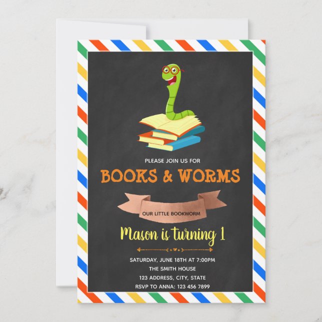 Bookworm party invitation (Front)