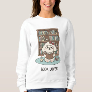 Bookworm Poodle Colorful Calm Reading Lover Dog Sweatshirt