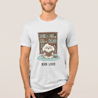 Bookworm Poodle Puppy Cute Reading Graphic Dog Tri-Blend Shirt