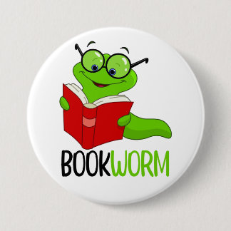 Bookworm Reading 3 Inch Round Button