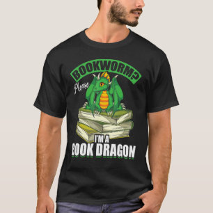 Bookworm Reading Fantasy Creature Book Dragon T-Shirt