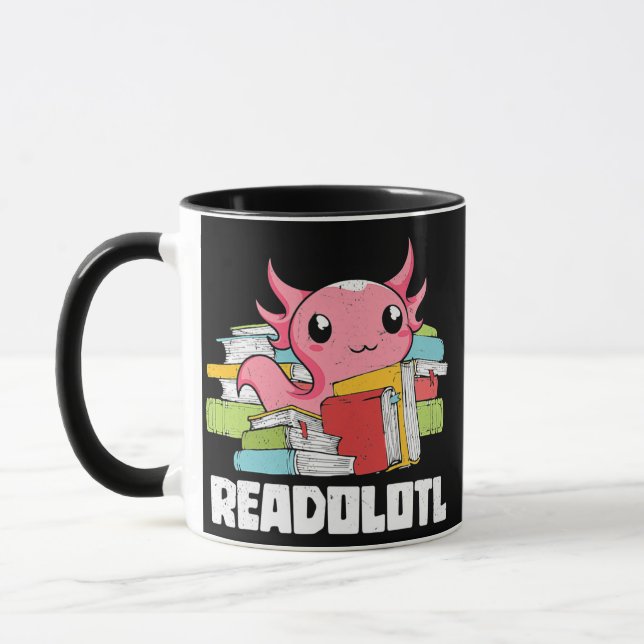Bookworm Readolotl Reading Amphibian  Mug (Left)