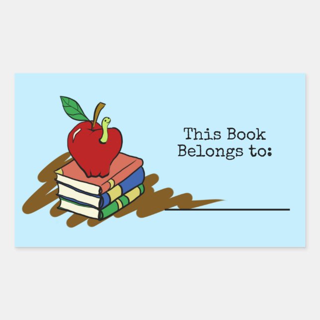 Bookworm Red Apple Teacher Sticker (Front)