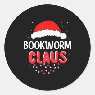 Bookworm Santa Claus Christmas Matching Costume  Classic Round Sticker