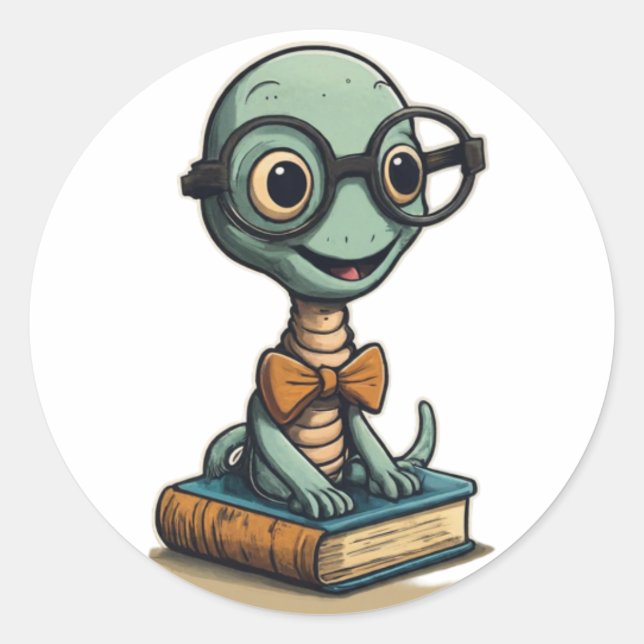 Bookworm Scholar Sticker - Round Design (Front)
