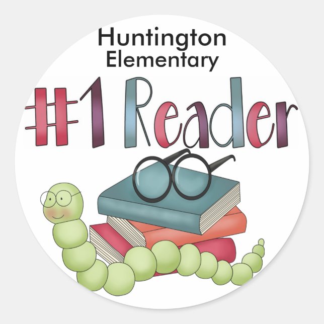 Bookworm Star Reader - SRF Classic Round Sticker (Front)