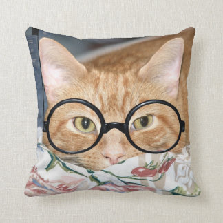 Bookworm tabby throw pillow
