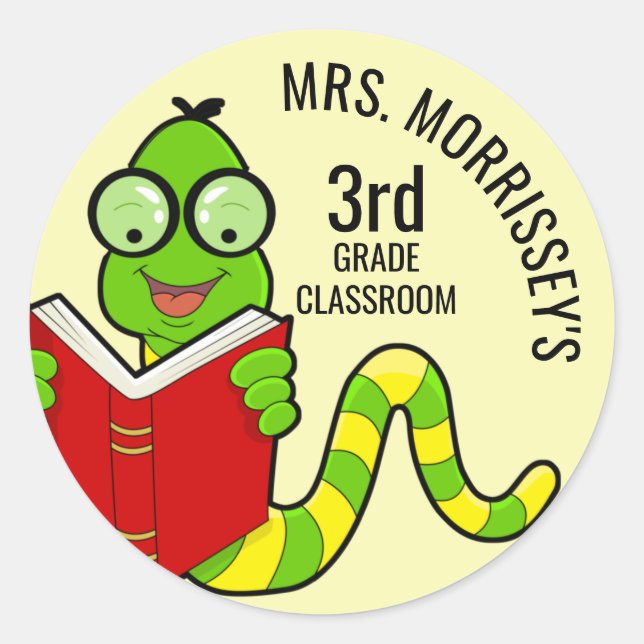 Bookworm Teachers Classic Round Sticker (Front)