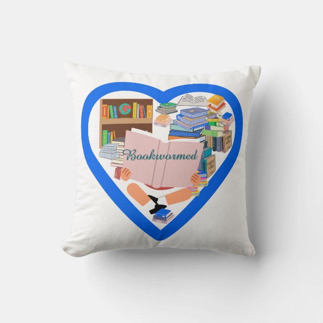 Bookwormed Throw Pillow (Front)