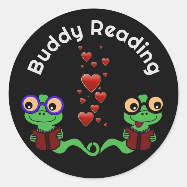 Bookworms Buddy Reading Classic Round Sticker (Front)