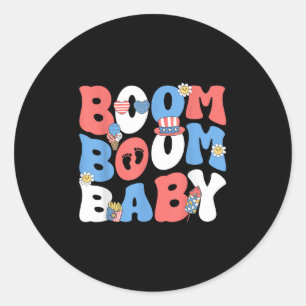 Boom Baby Pregnancy 4th July Patriotic Independenc Classic Round Sticker