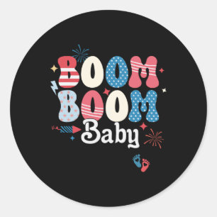 Boom Boom Baby 4th July Independence Day Tee Classic Round Sticker