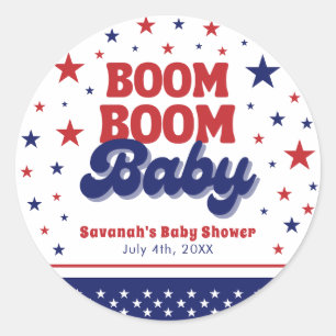 Boom Boom Baby 4th July Patriotic Baby Shower  Classic Round Sticker