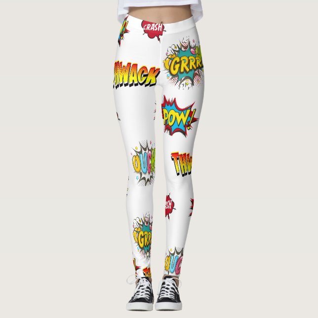 Boom Boom Pow Comical Expressions Leggings (Front)