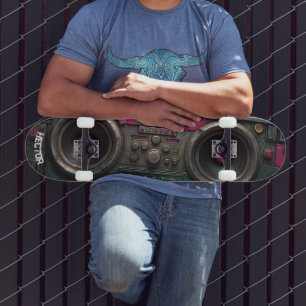 Boom box grunge art skateboard