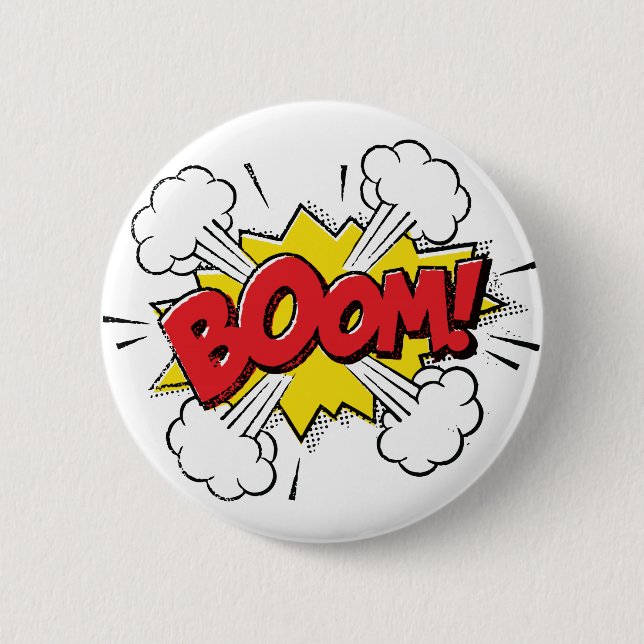Boom Cartoon Design 2 Inch Round Button (Front)