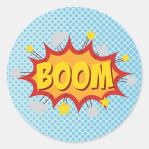 BOOM comic book sound effect Classic Round Sticker