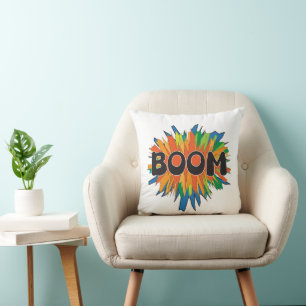 Boom Comic Pop Art Explosion Throw Pillow