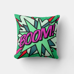 BOOM Cool Fun Modern Comic Book Throw Pillow