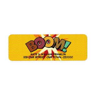 BOOM Fun Retro Comic Book Pop Art Address