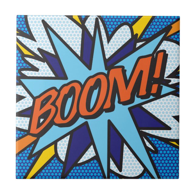 BOOM Fun Retro Comic Book Pop Art Tile (Front)