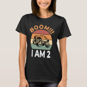Boom I Am 2 Birthday Boy Celebration Monster Truck T-Shirt